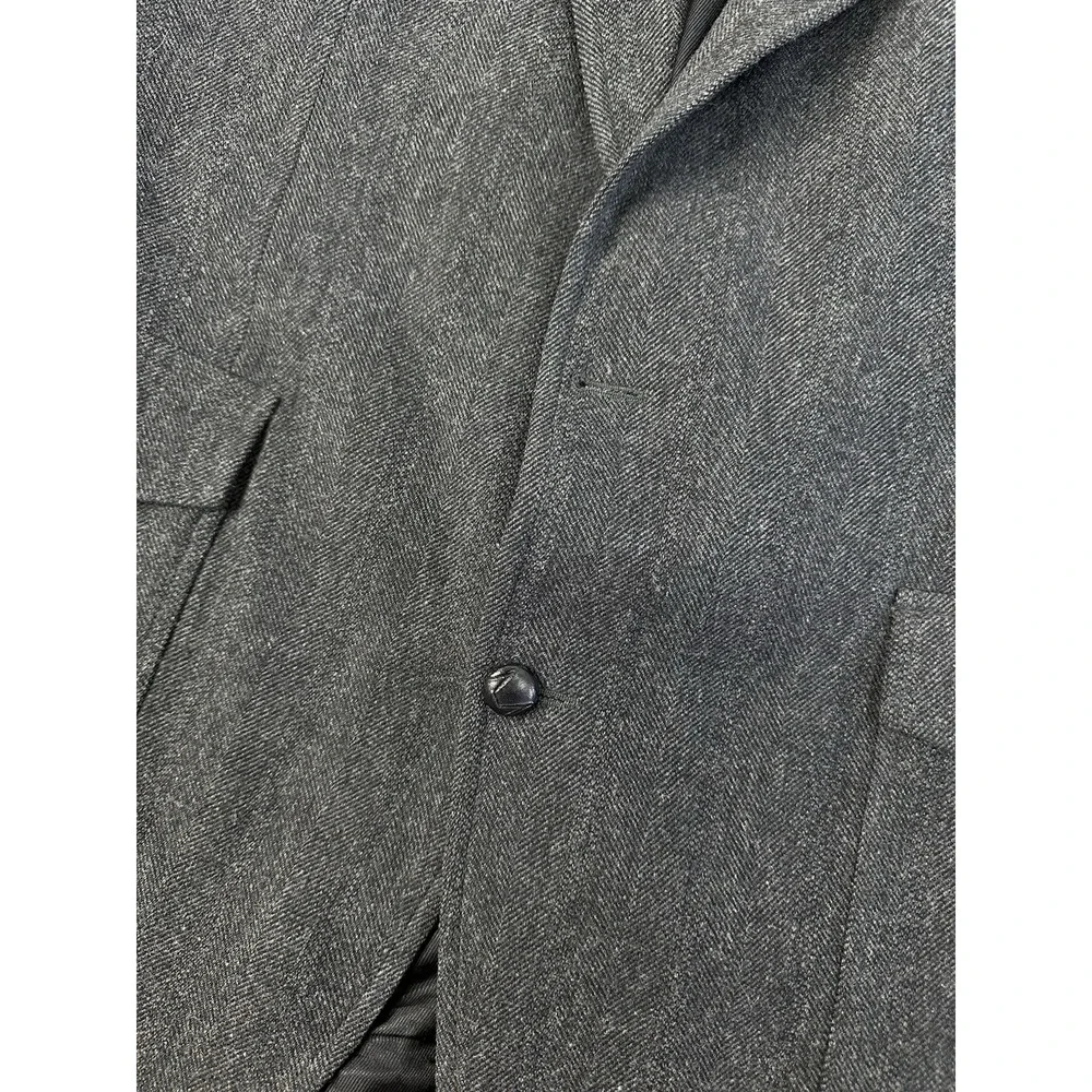 VTG Pendleton Western Suede Yoke Elbow Patches Wool Blazer Herringbone / 44 Long